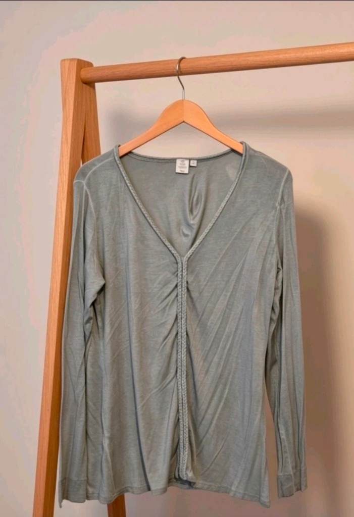 Womens Saint Tropez West Rope Twist Blouse Shirt Top Size 12-14 Sage Green