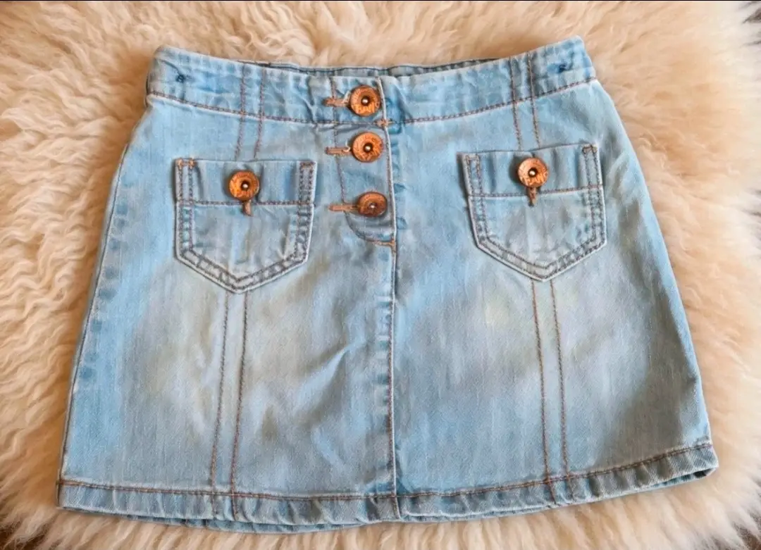 Girls Next Denim Button Down Mini Skirt Age 8 Blue