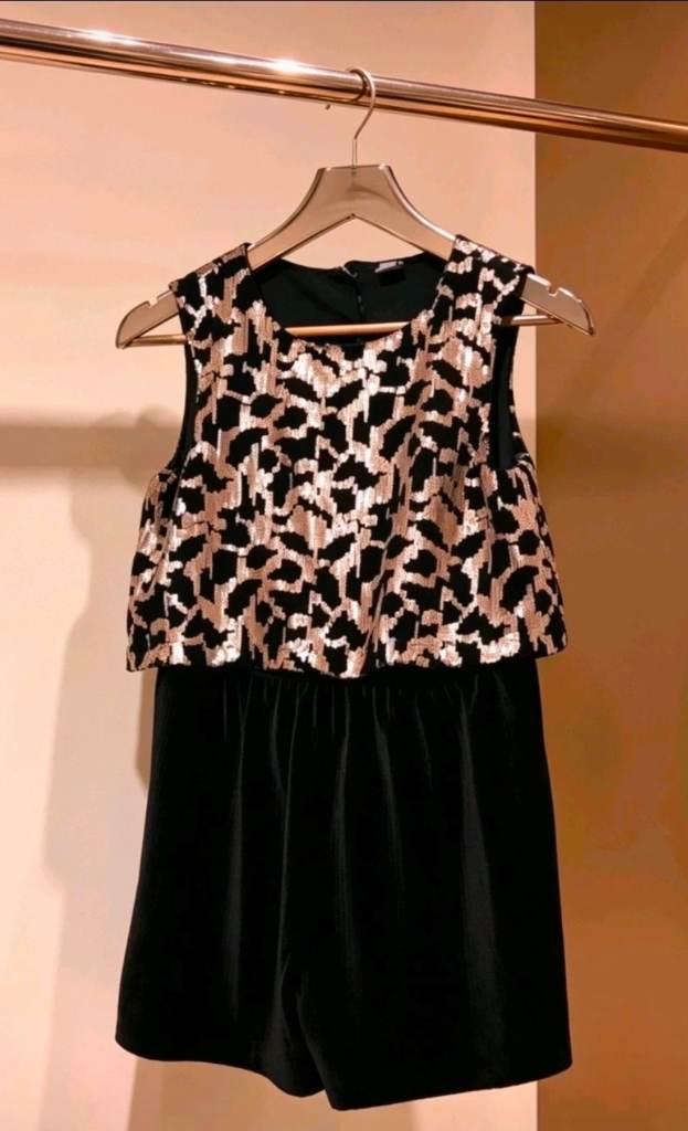 Girls Tu Sequins playsuit age 12 gold black