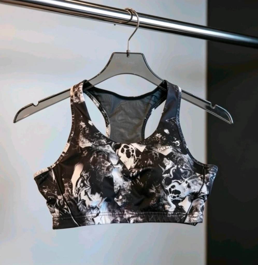 Womens USA Pro Sports Bra Size M Black Grey White