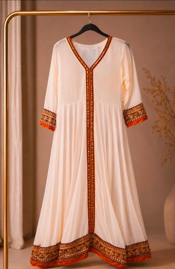 Womens Anarkali Suit Seamstress Project Dress size 10 Ivory