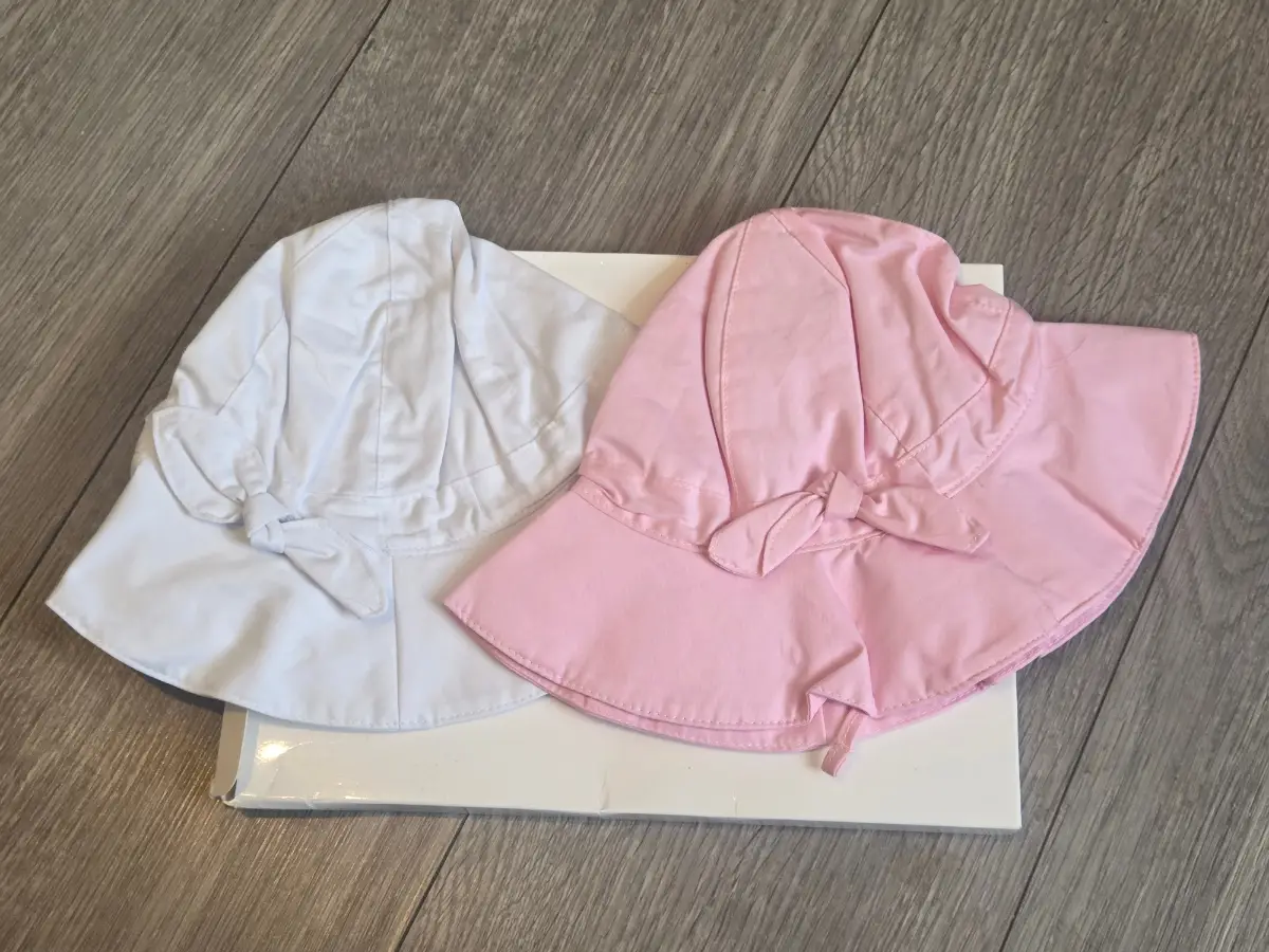 New Toddler Baby Girls Sun Hat Age 12-24 months Pink White