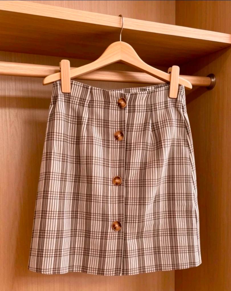 Womens button plaid check mini skirt size 6