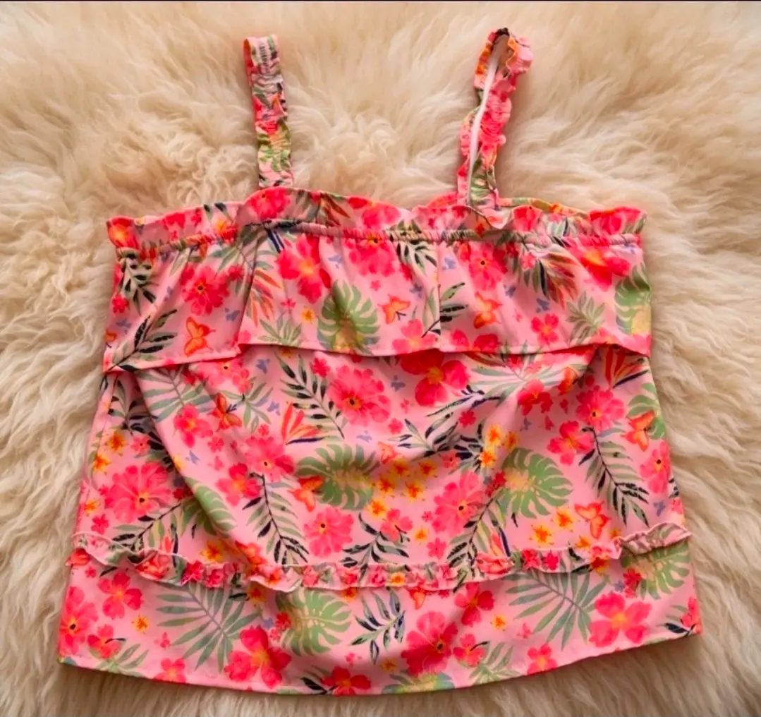 Girls Frilly Summer Design Top Age 13-14 Pink