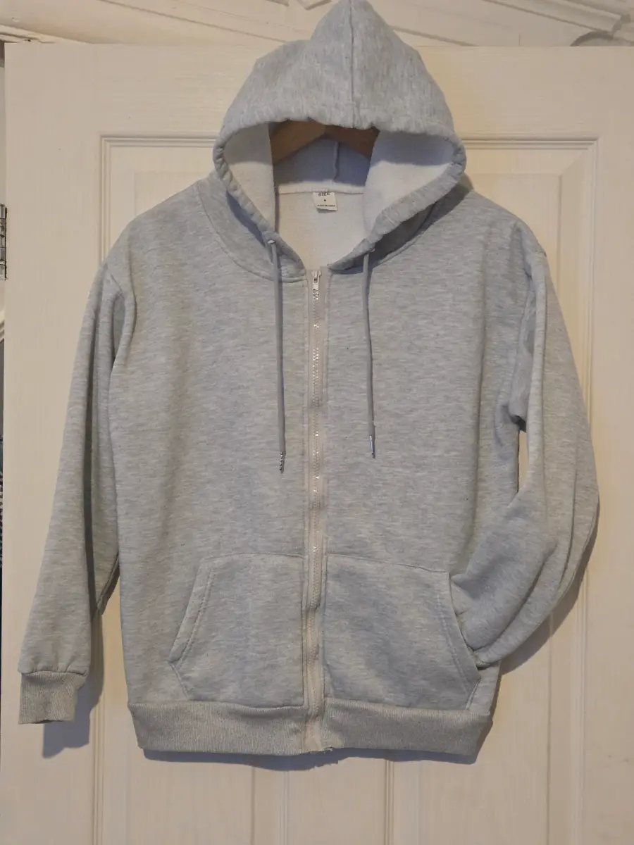 Womens Zip Through Hoodie Top Size 10-12 Grey