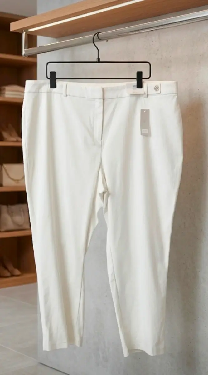 New Womens Slim Fit Formal Trousers Plus Size 24 White 👖