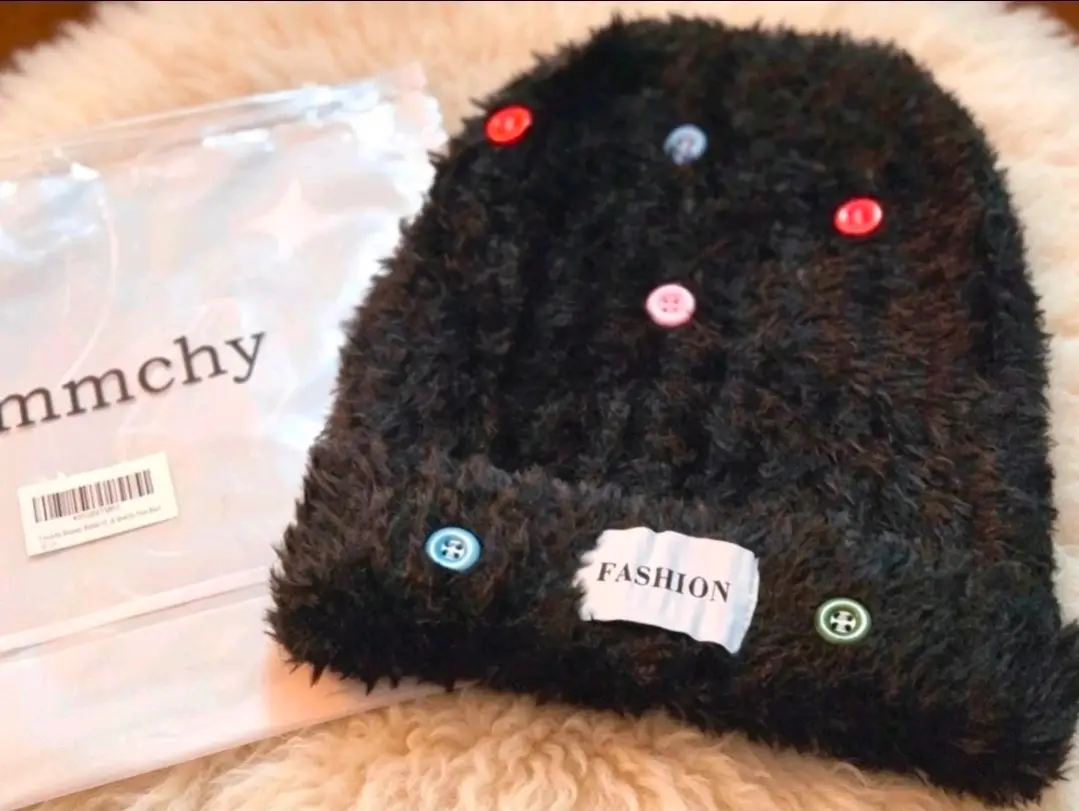 New Unisex Ymmchy fluffy beanie hat black