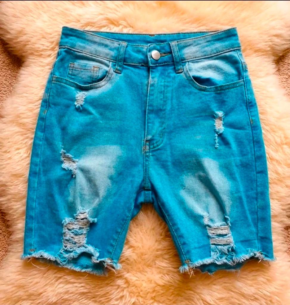 Womens distressed denim ripped shorts size 6 uk