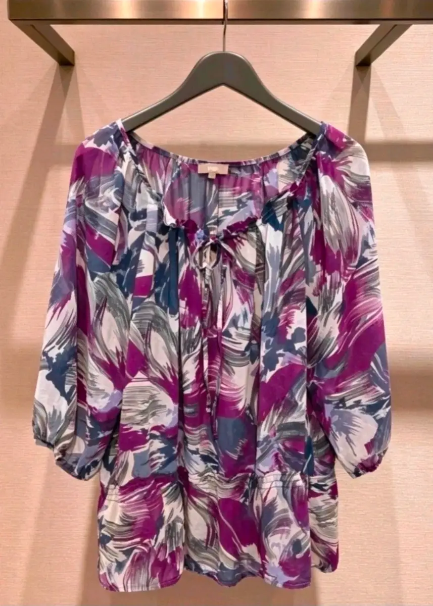 Womens Abstract Print Sheer Gipsy Blouse Summer Top Plus Size 18