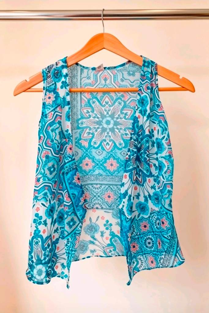 Girls Tu Paisley Chiffon Cardigan bolero top age 3 blue