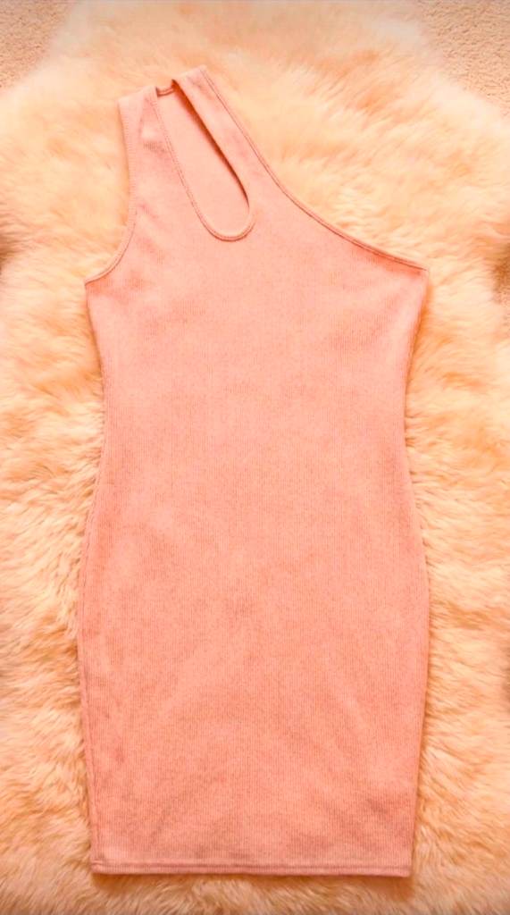Womens PrettyLittleThing slashed one shoulder Bodycon Mini Dress Plus Size 20 Beige