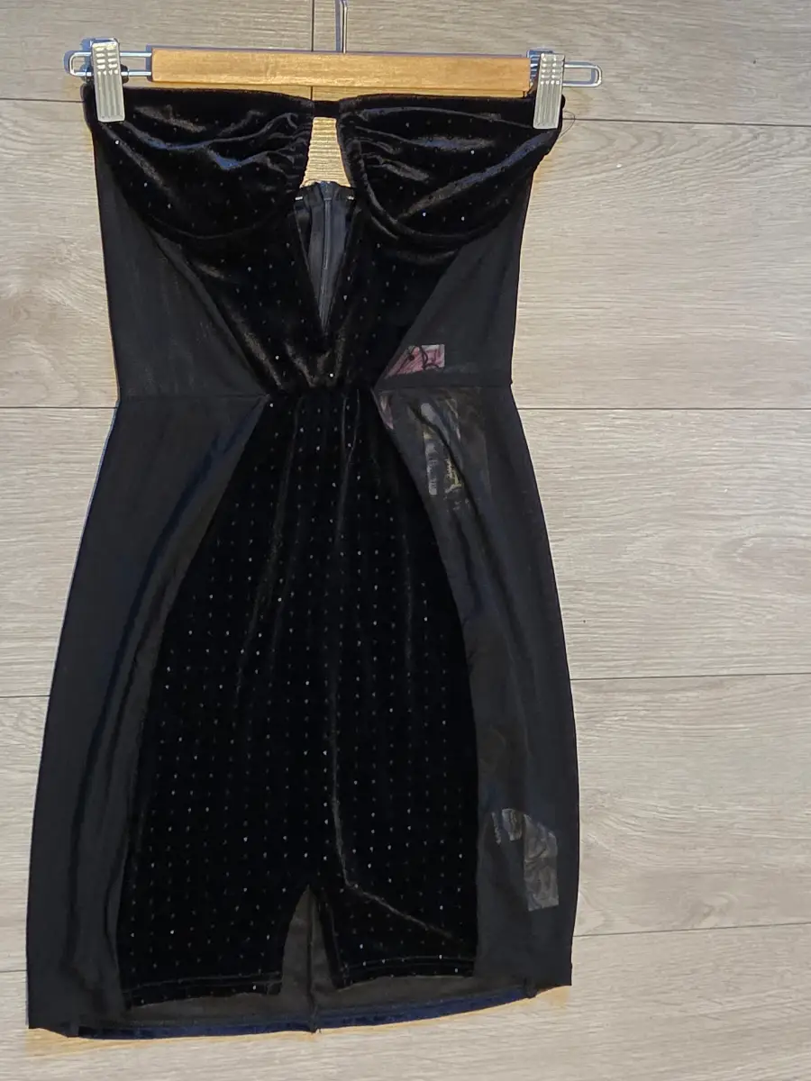 New Womens PrettyLittleThing Mesh Rhinestone Bandeau Dress Size 6