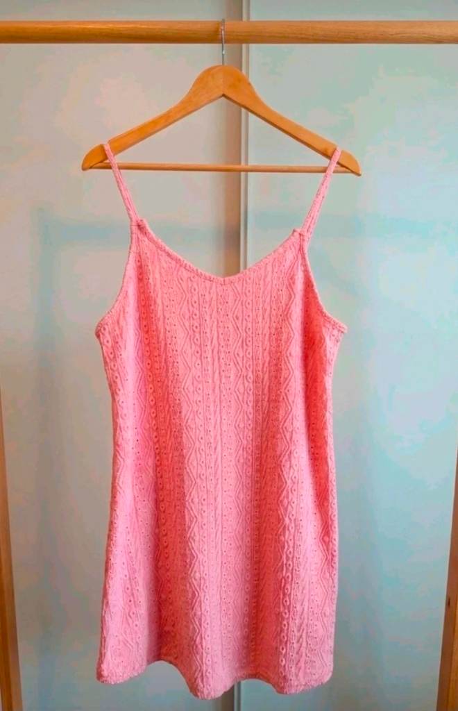 New Womens Cupshe Strappy Floral embossed camisole vest summer top size 14-16 pink