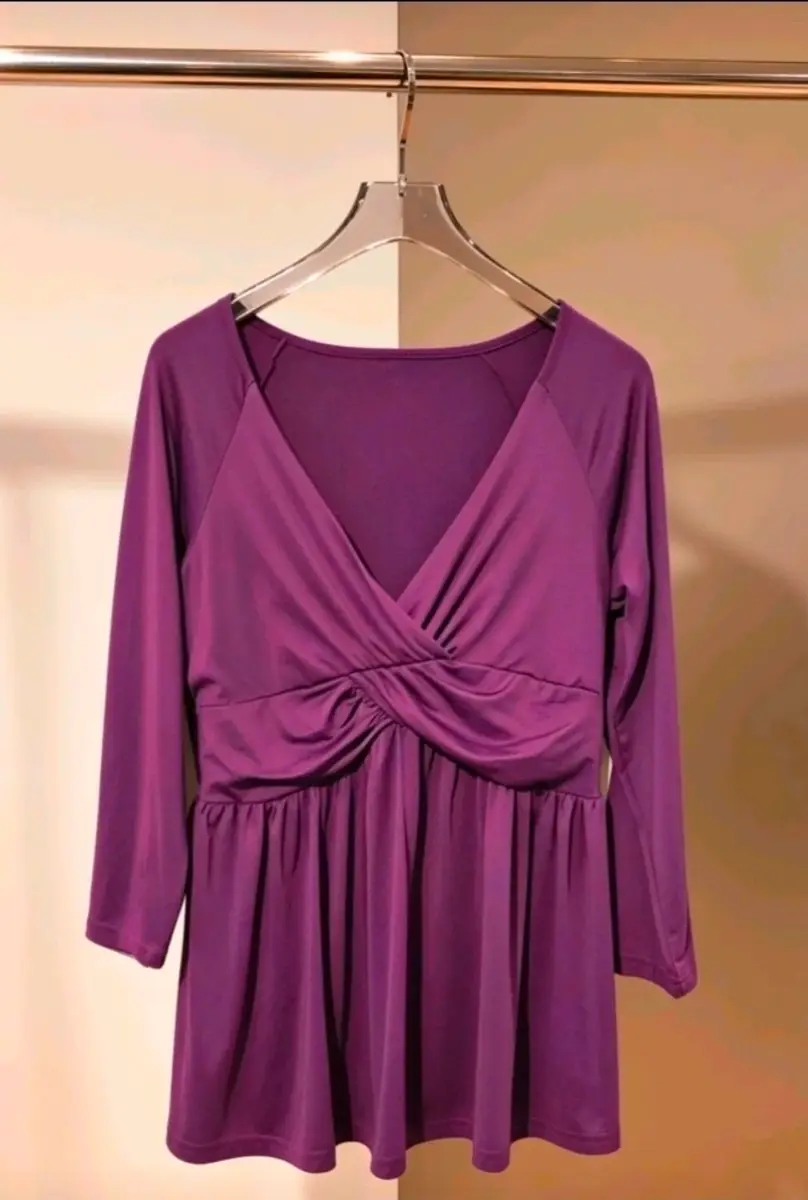 Womens wrapped slinky plunge ruched front top plus size 18-20