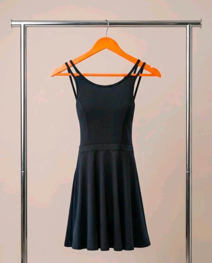 Womens strappy low cross back skater dress size 8