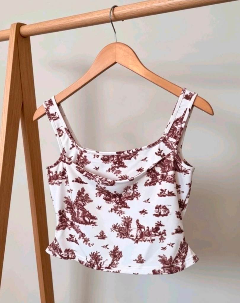 Womens drop layer corset camisole top size 10-12 white brown