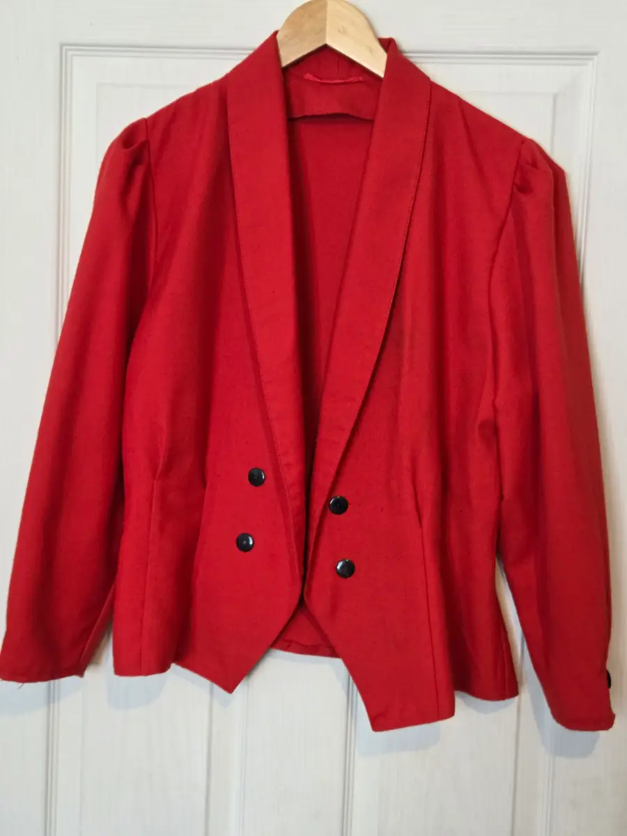 Womens Classic Collection Peplum Blazer Jacket Size 16 Red