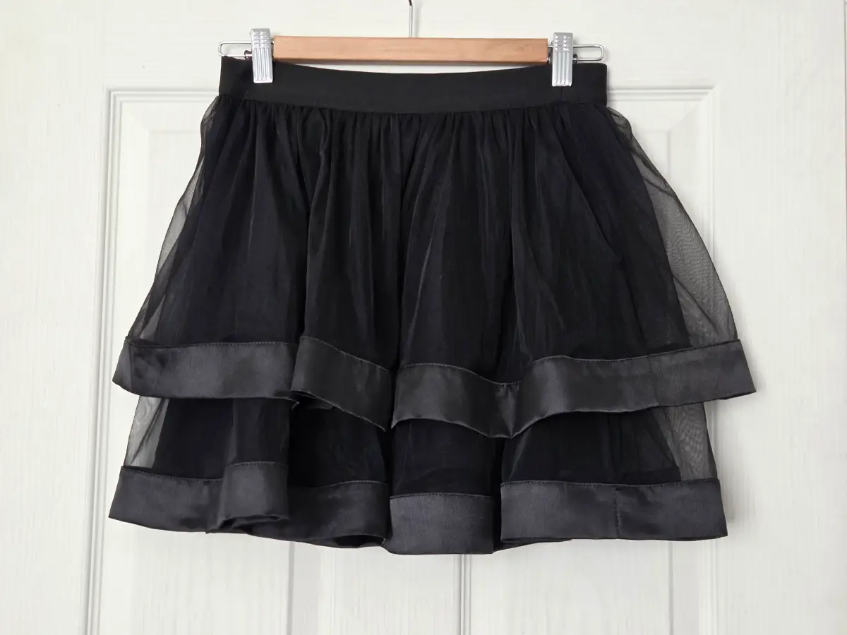 Womens Puffy Satin Trim Tulle Rara Skirt Size 6 Black