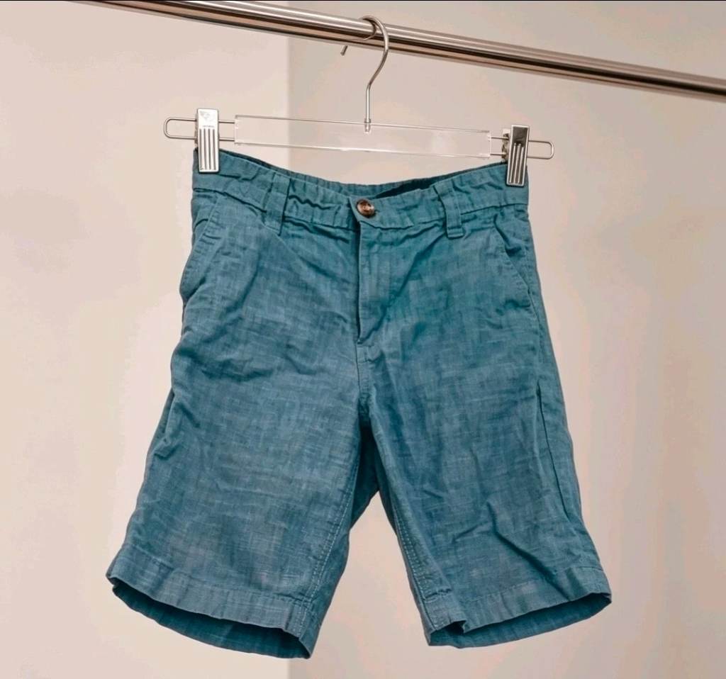 Boys H&M Denim Look Chino Shorts Age 8-9 Blue