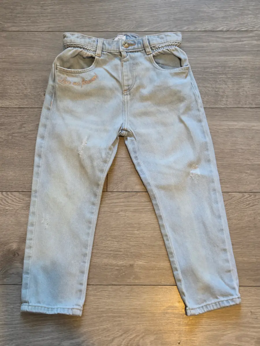 Girls River Island Love Heart Denim Jeans Age 3-4 Blue