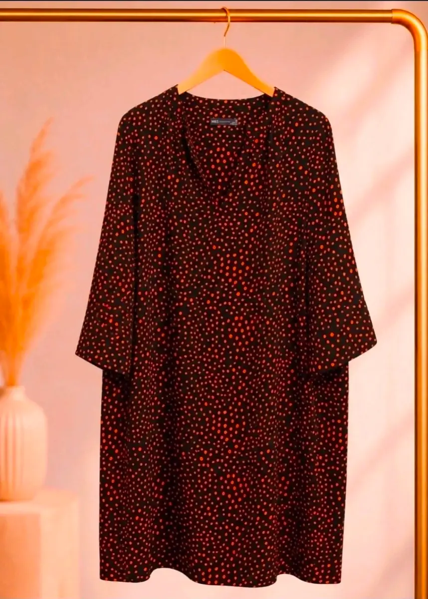 New M&S Collection Dot Dress Plus Size 20 Black Red
