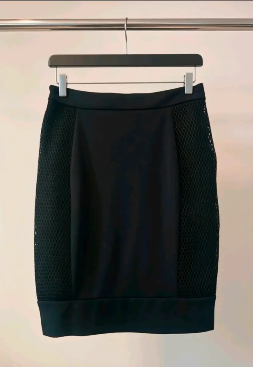 Womens fishnet panel pencil skirt size 12 Black