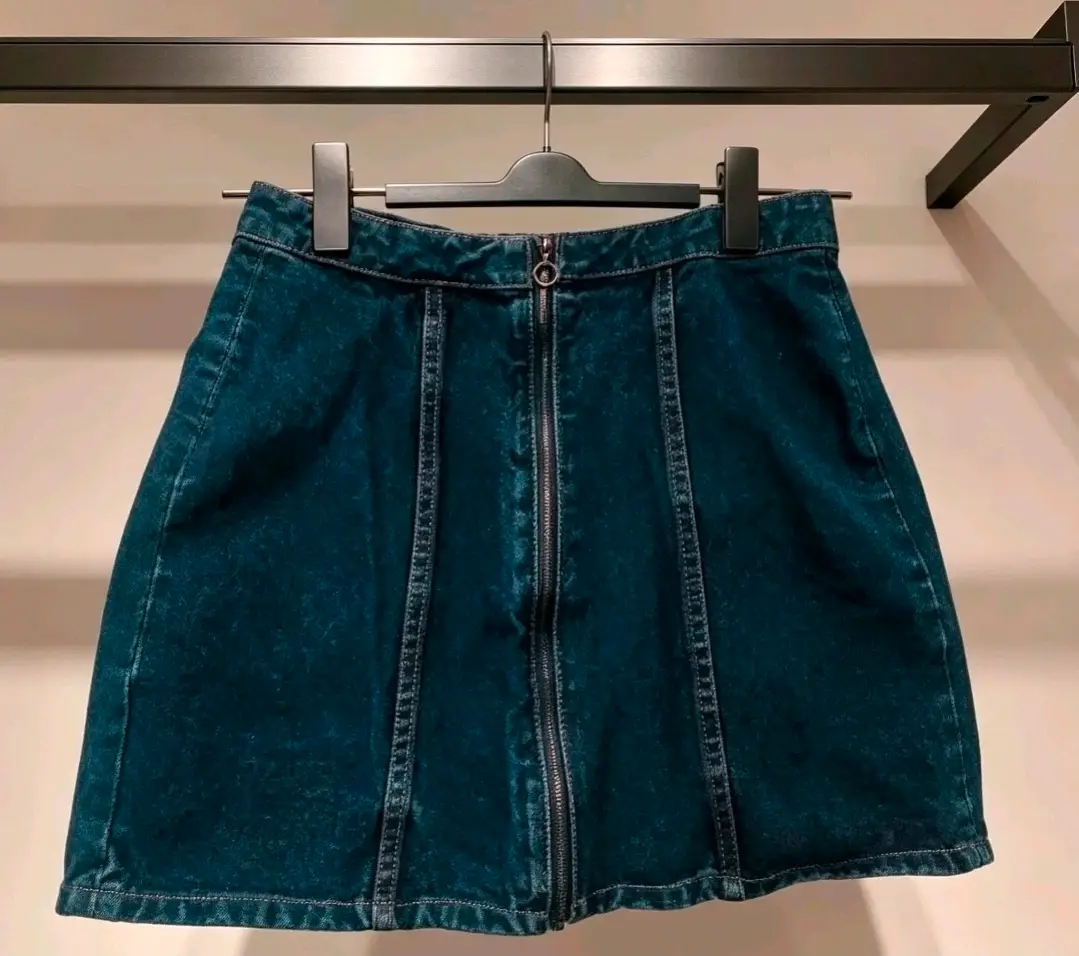 Womens zip detail A Line Denim Mini Skirt size 6