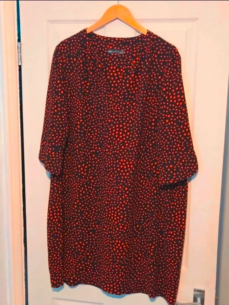 New M&S Collection Dot Dress Plus Size 20 Black Red