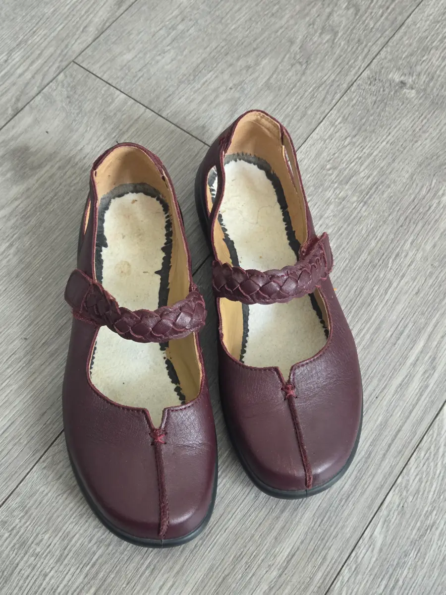 Womens Hotter Shake Leather Mary Jane Shoes Size uk5 Burgundy Red