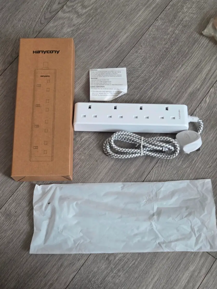 4-Way Extension Lead with Braided Cable - BNIB