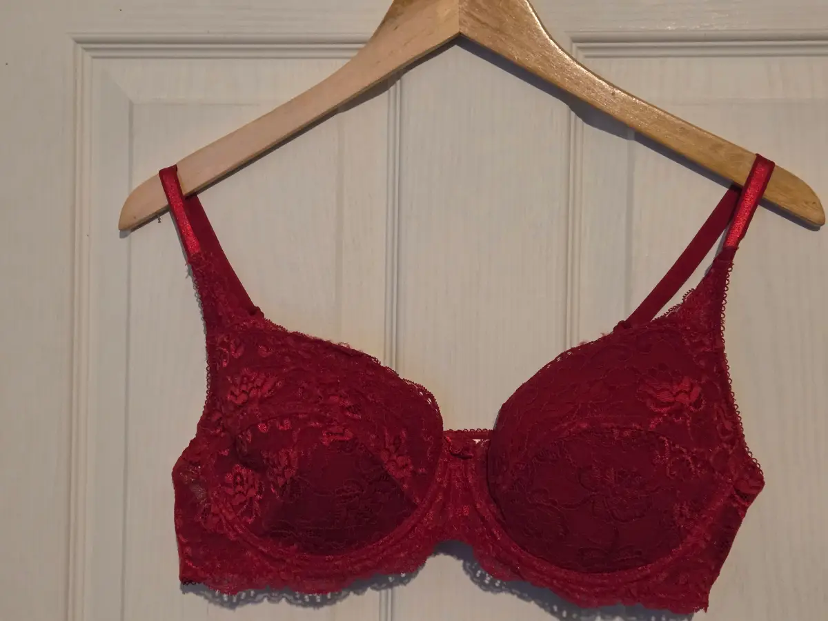 Womens Lace Plunge Underwire Bra 40C Red