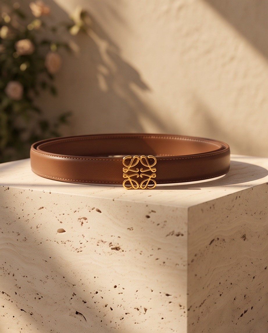 Genuine leather (Calf Skin) brown adjustable belt