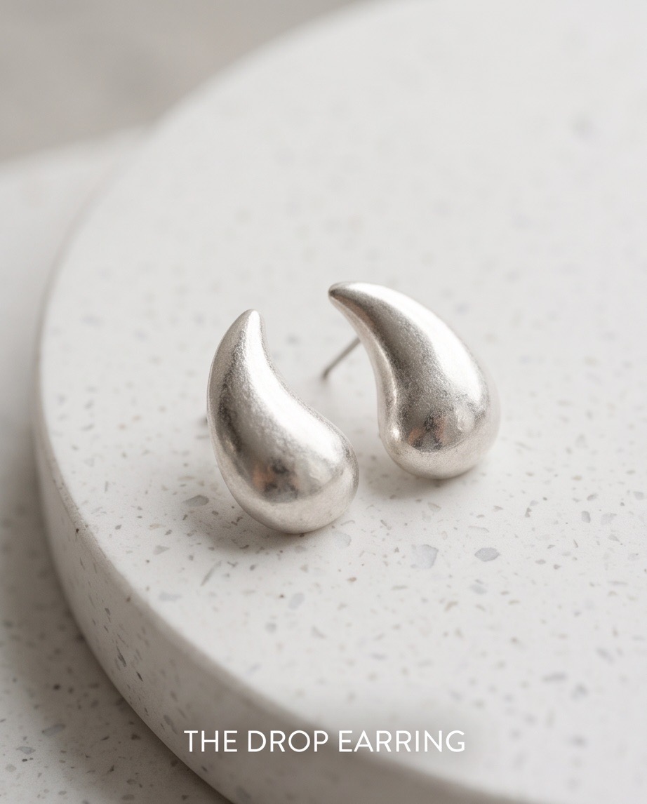 Silver tone teardrop earrings