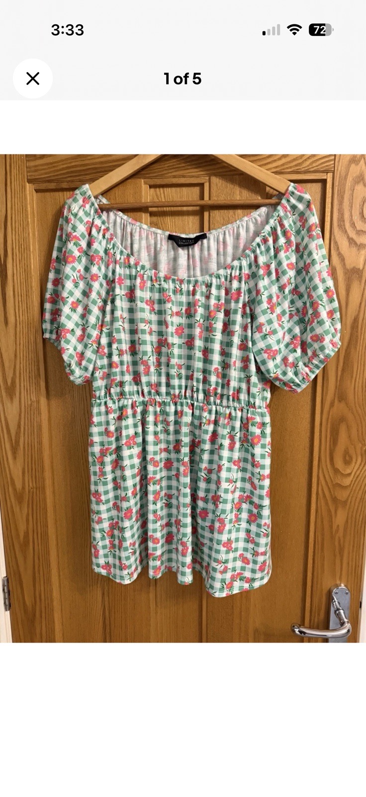 Excellent Condition Ladies Floral Check Top by Yours Size 18