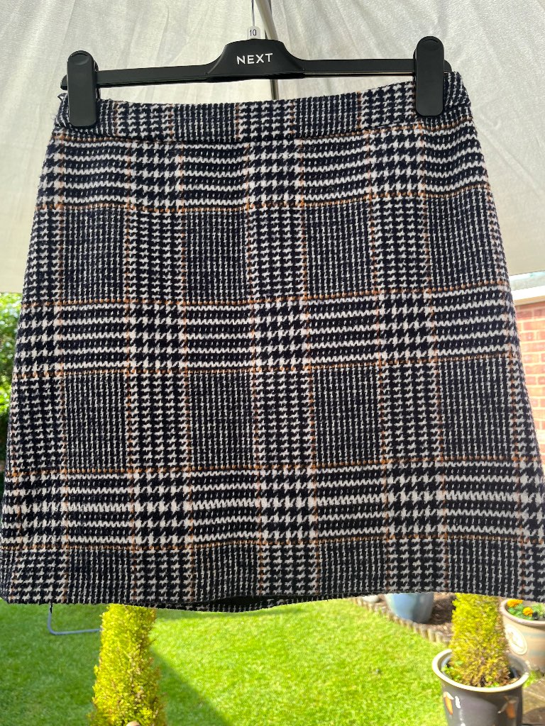 Ladies Papaya Wool-Mix Check Mini Skirt – Size 10