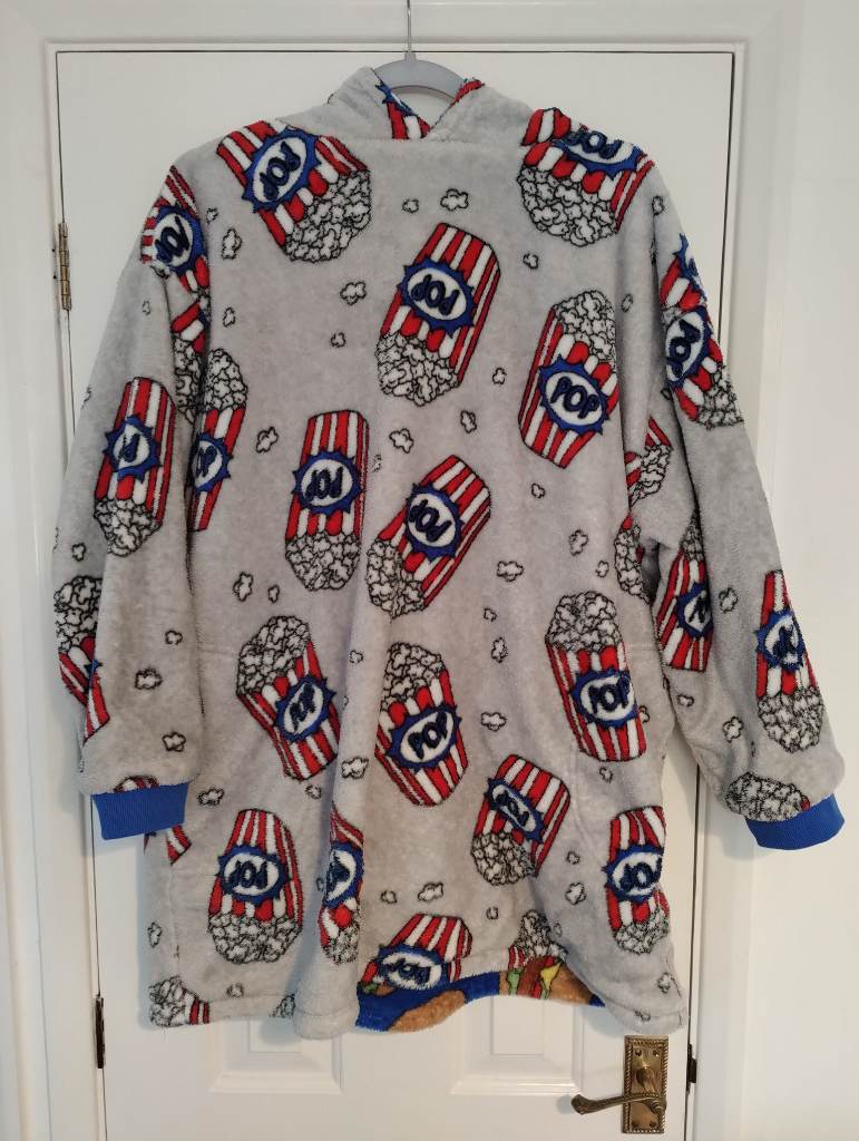 Kids reversible popcorn and burger snuddie fleecy hoody L/XL 11-14yrs