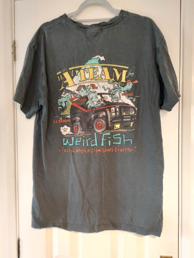 Rare Vintage 1990s Weird Fish Parody A Team t shirt. Large