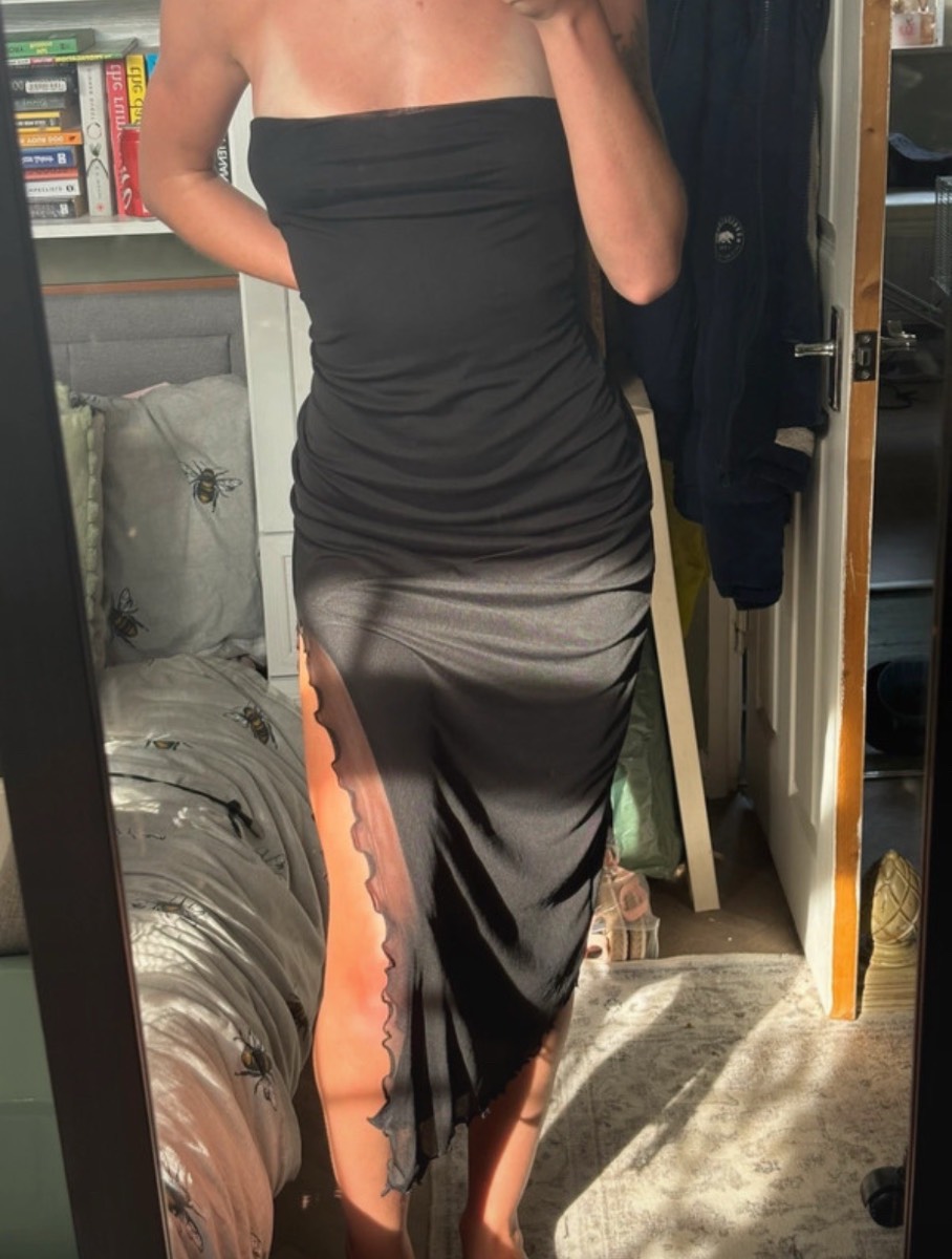 Urban Outfitters Black Strapless Mesh Maxi Dress - Size S