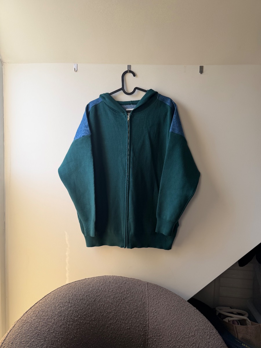 Sandro knit and denim hoodie