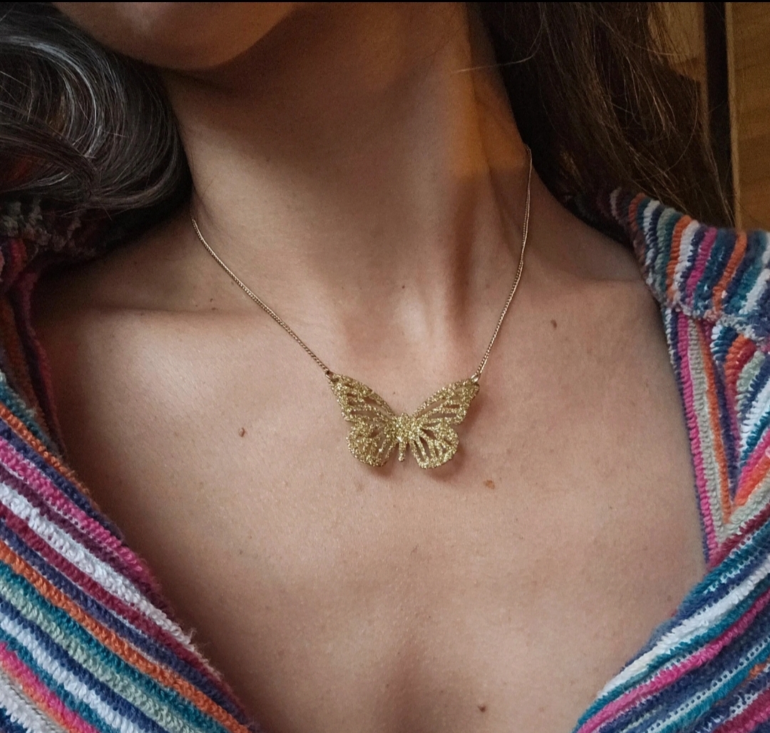 New gold colour butterfly necklace pendant