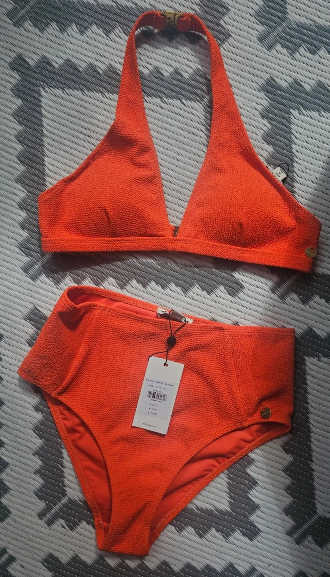 New Whistles orange swim costume size 8