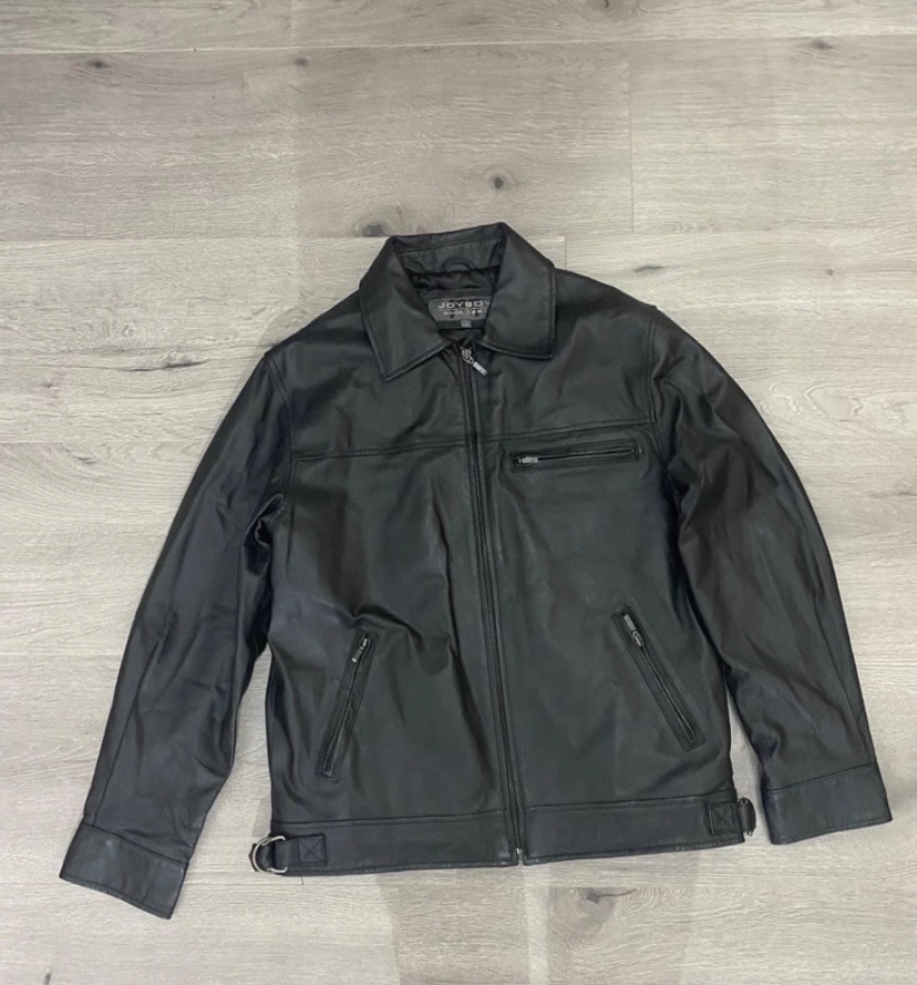 Mens Joy Boy Black Biker Leather Jacket