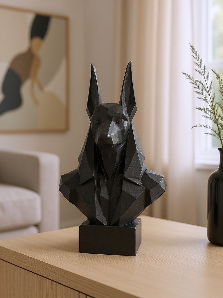 Anubis Bust Egyptian God Sculpture Home Decor Mythology Figurine Ornament Gift