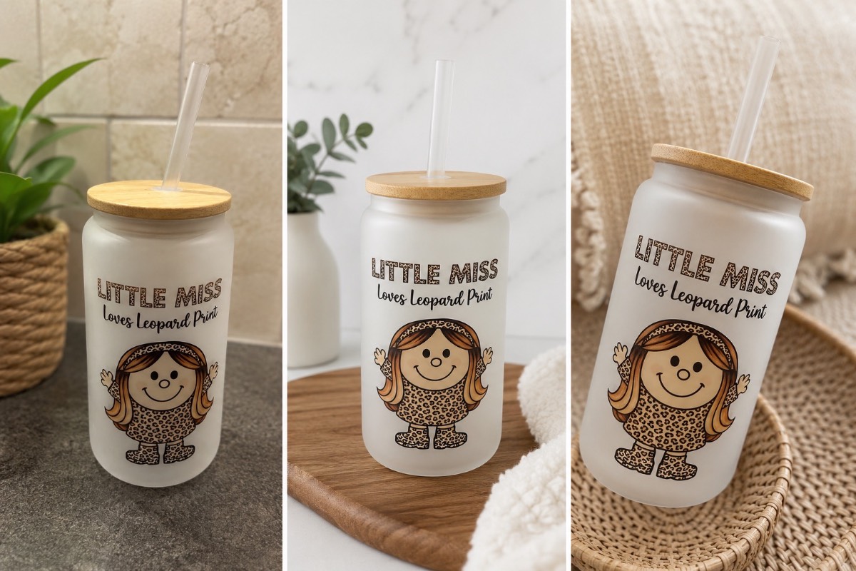 Little miss leopard print glasses tumbler