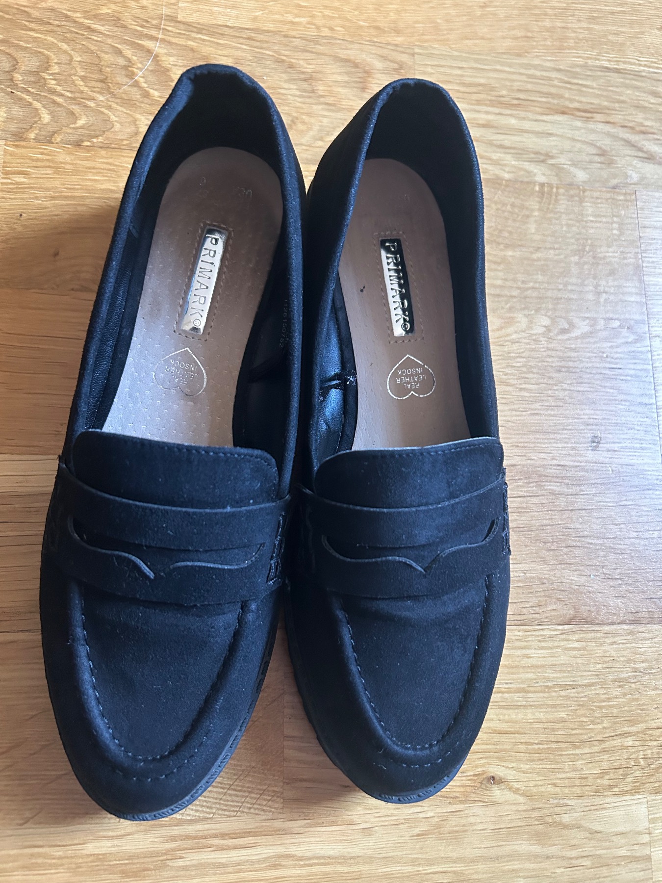 Black swede effect loafers size 4