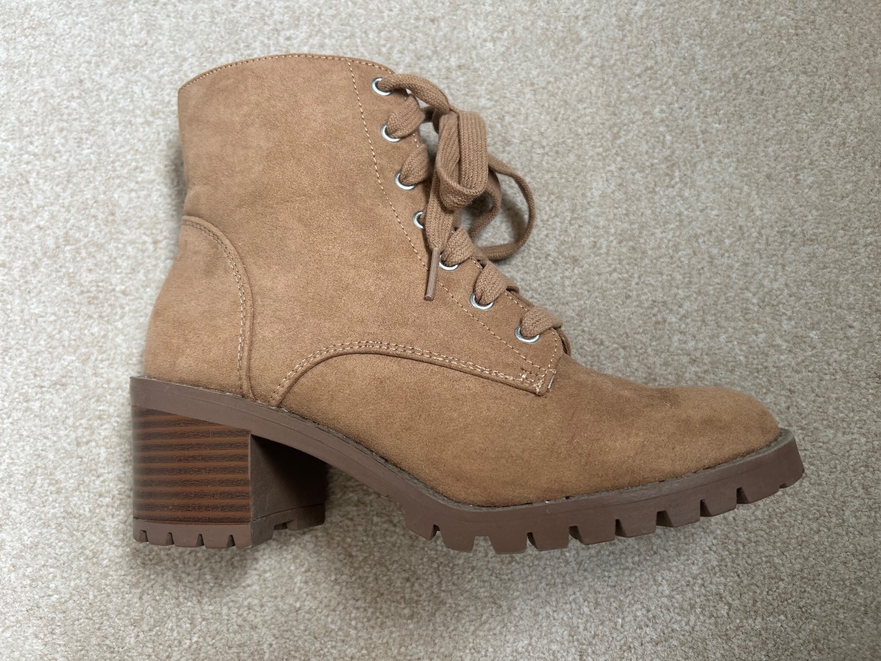 Ladies faux Swede tan ankle boots wide fit ankle boots size 4
