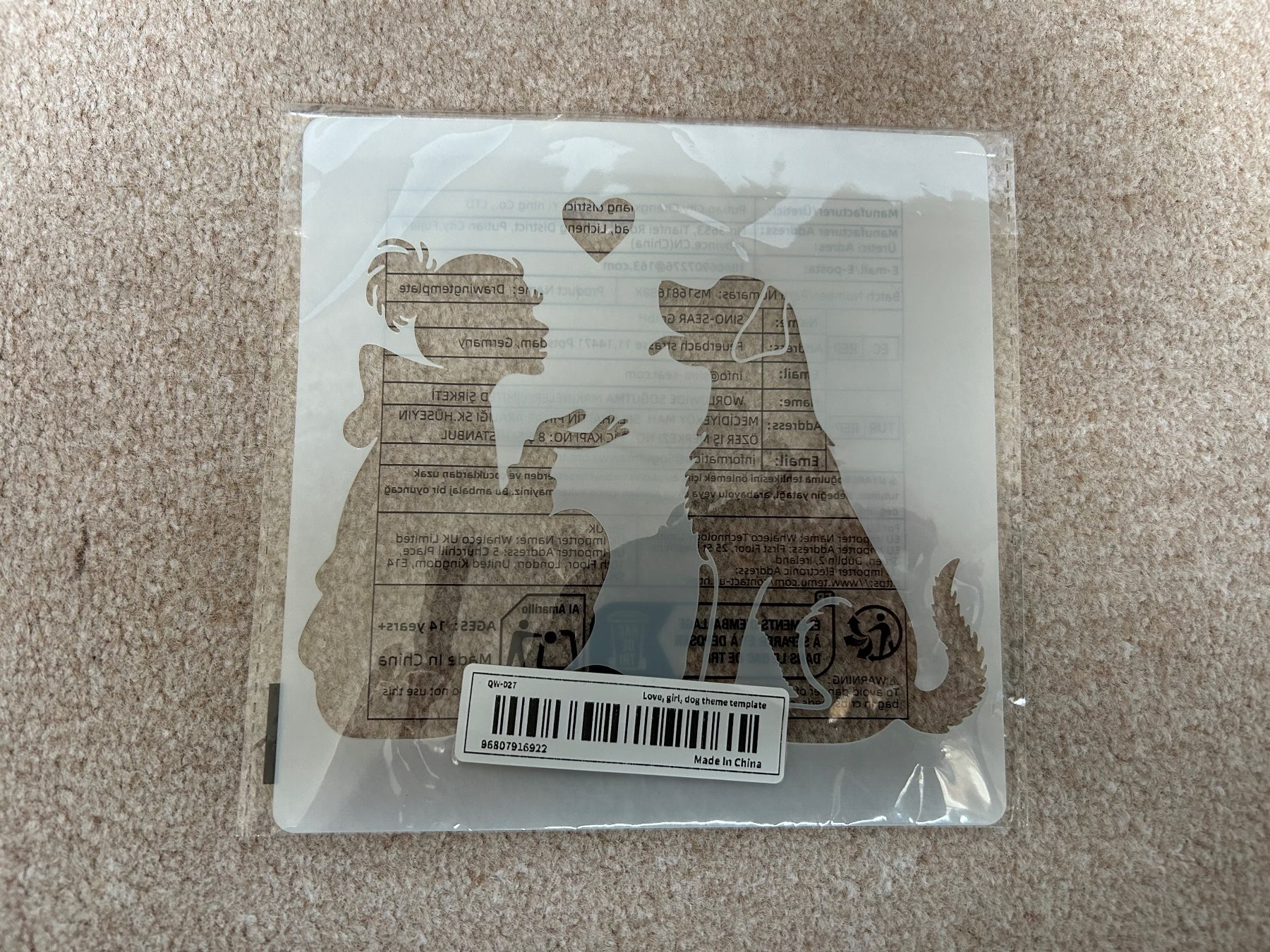 Girl/woman and her dog stencil