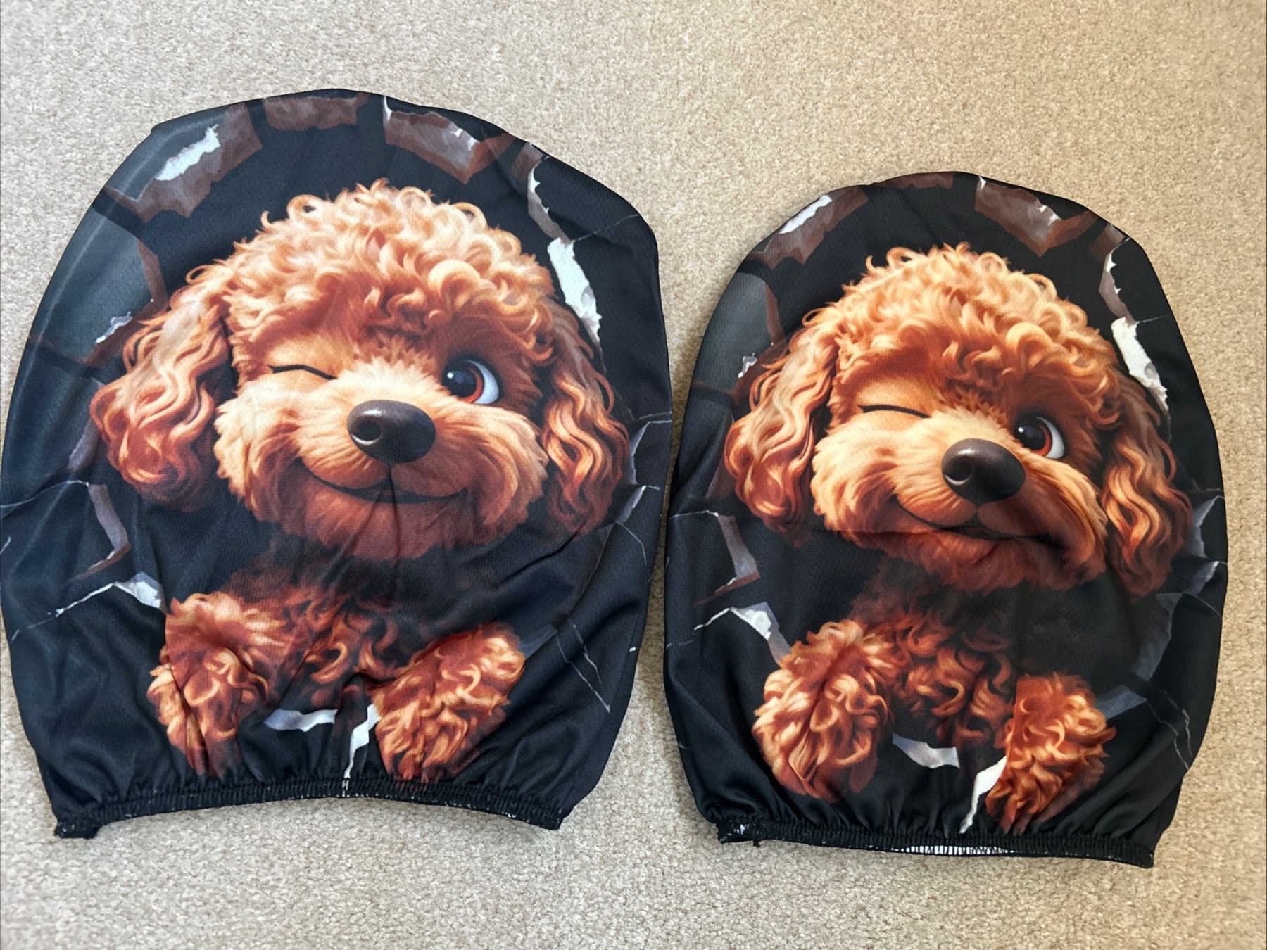 Cavapoo/cockapoo pair head rest covers