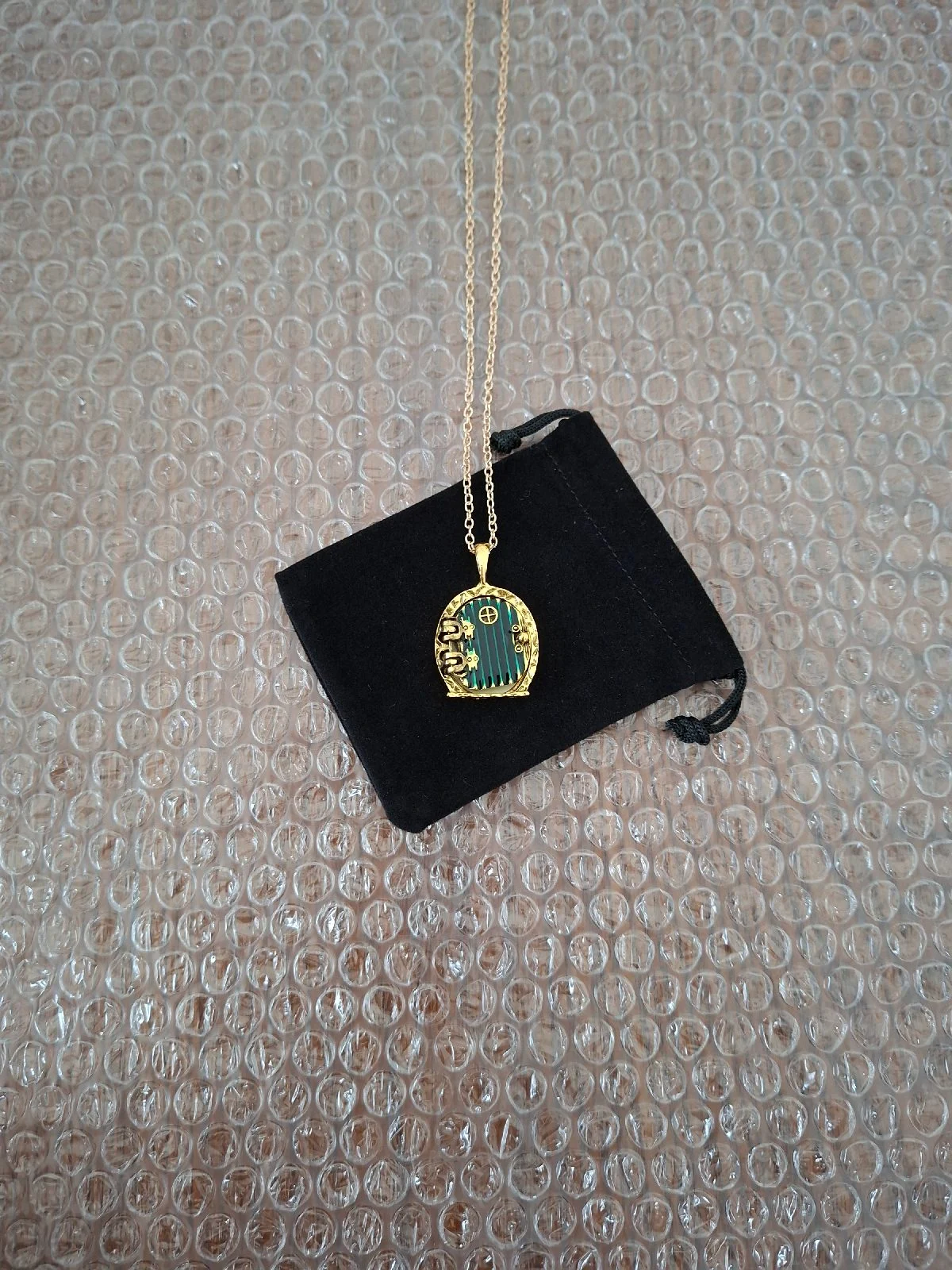 Lord of the Rings Hobbit Hole Green Door Locket Necklace