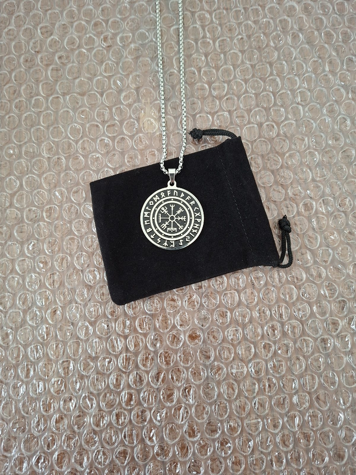 Viking Norse Vegvisir Compass Runic Necklace